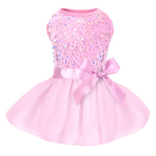 Pink sequins dog dress