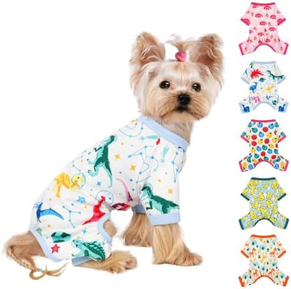 Dog Pajamas for Small Dogs, Soft Thin Pjs Jammies Cat Doggie, Summer Pet Cute Puppy Clothes Outfits Dogs Boy Girl(Coconut Tree,L)