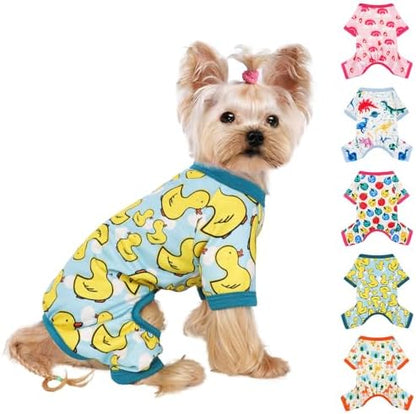 Dog Pajamas for Small Dogs, Soft Thin Pjs Jammies Cat Doggie, Summer Pet Cute Puppy Clothes Outfits Dogs Boy Girl(Coconut Tree,L)
