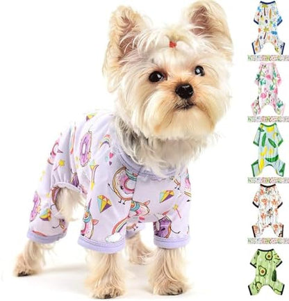 Dog Pajamas for Small Dogs, Soft Thin Pjs Jammies Cat Doggie, Summer Pet Cute Puppy Clothes Outfits Dogs Boy Girl(Coconut Tree,L)
