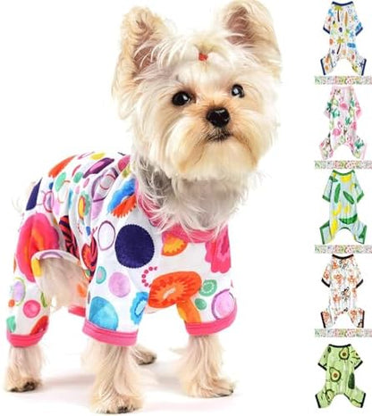 Dog Pajamas for Small Dogs, Soft Thin Pjs Jammies Cat Doggie, Summer Pet Cute Puppy Clothes Outfits Dogs Boy Girl(Coconut Tree,L)