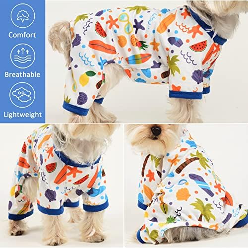 Dog Pajamas for Small Dogs, Soft Thin Pjs Jammies Cat Doggie, Summer Pet Cute Puppy Clothes Outfits Dogs Boy Girl(Coconut Tree,L)