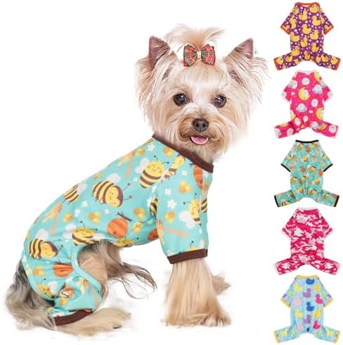 Dog Pajamas for Small Dogs, Soft Thin Pjs Jammies Cat Doggie, Summer Pet Cute Puppy Clothes Outfits Dogs Boy Girl(Coconut Tree,L)