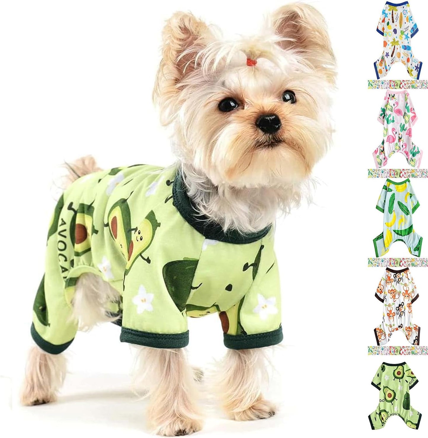 Dog Pajamas for Small Dogs, Soft Thin Pjs Jammies Cat Doggie, Summer Pet Cute Puppy Clothes Outfits Dogs Boy Girl(Coconut Tree,L)