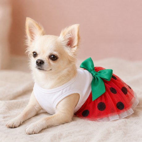Chihuahua in the melon tutu dress